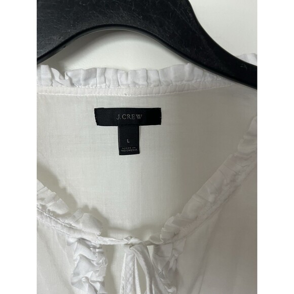 J Crew Womens Airy Popover Shirt White Gauzy V Neck Ruffle Pocket L - Picture 5 of 9